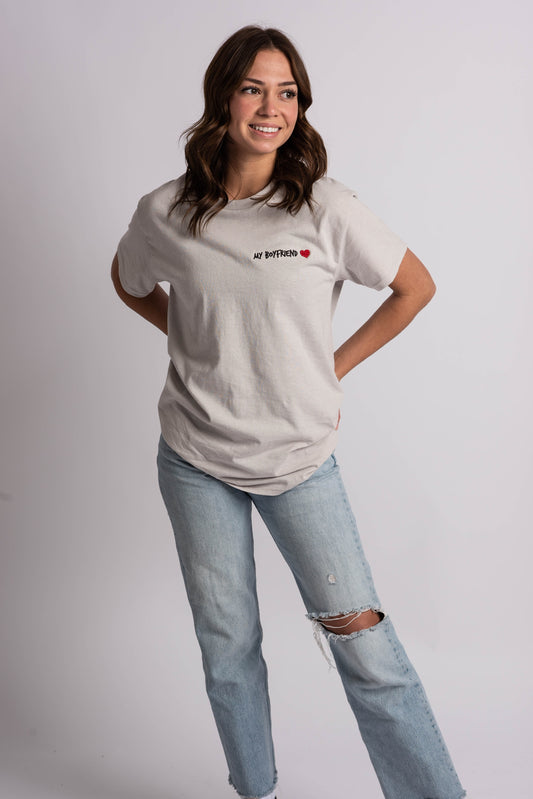 The Classic Boyfriend Short Sleeve T-shirt - Platinum Heart